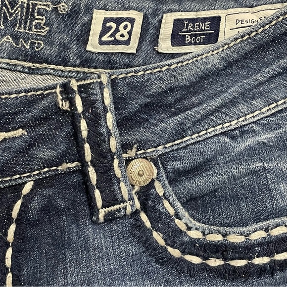 Miss Me Irene Bootcut Jeans Women's 28 Thick Stitching M Flap Pockets Dark Wash - Picture 9 of 10